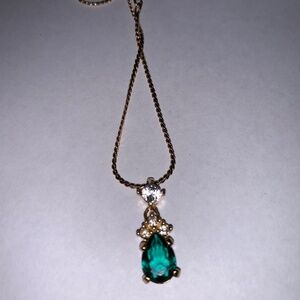 Christian Dior Gold metal Chain and  Emerald designer necklace